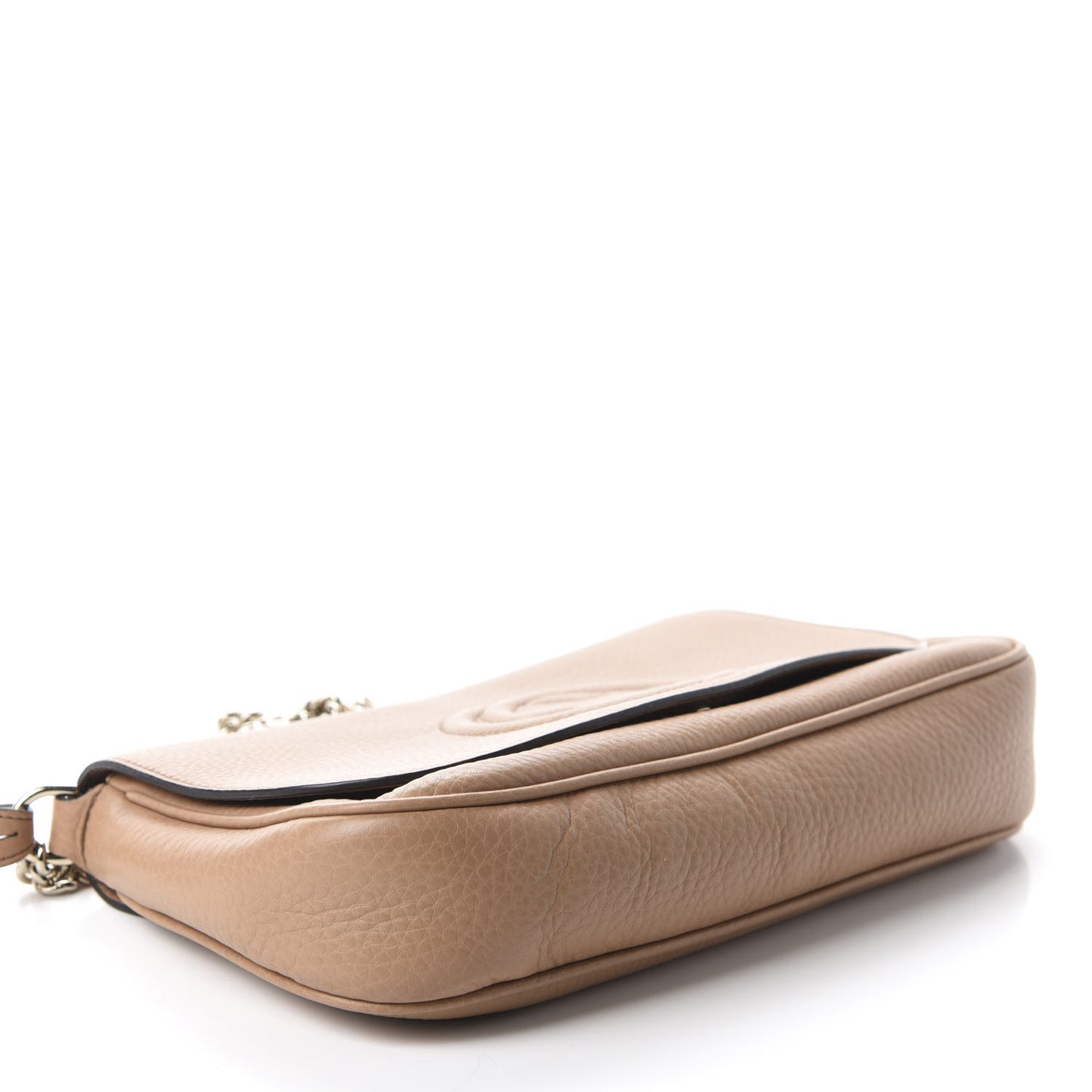 Pebbled Calfskin Medium Soho Flap Crossbody Camelia