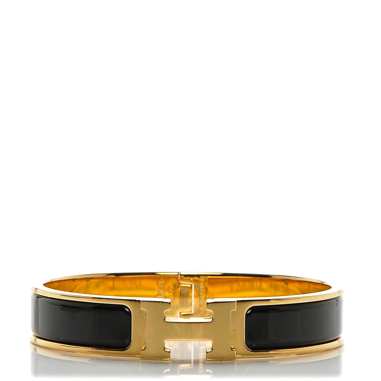 Enamel Narrow Clic Clac H Bracelet GM Black