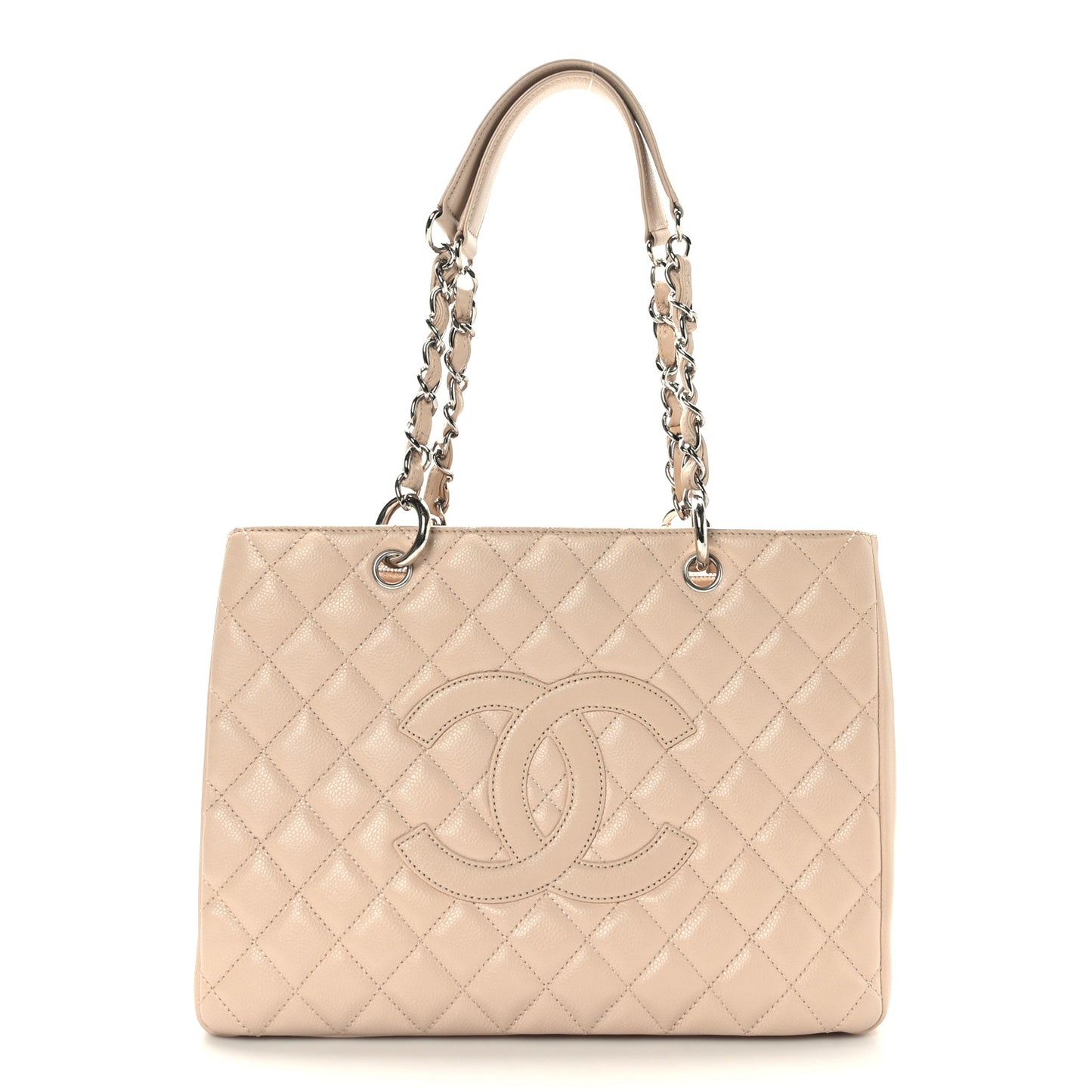 Caviar Quilted Grand Shopping Tote GST Beige