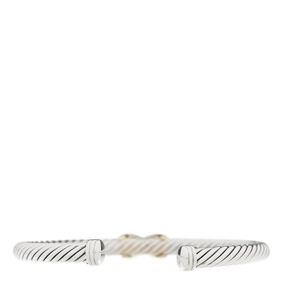 David Yurman Sterling Silver 14K Yellow Gold 5mm X Station Cable Bracelet 2 of 4