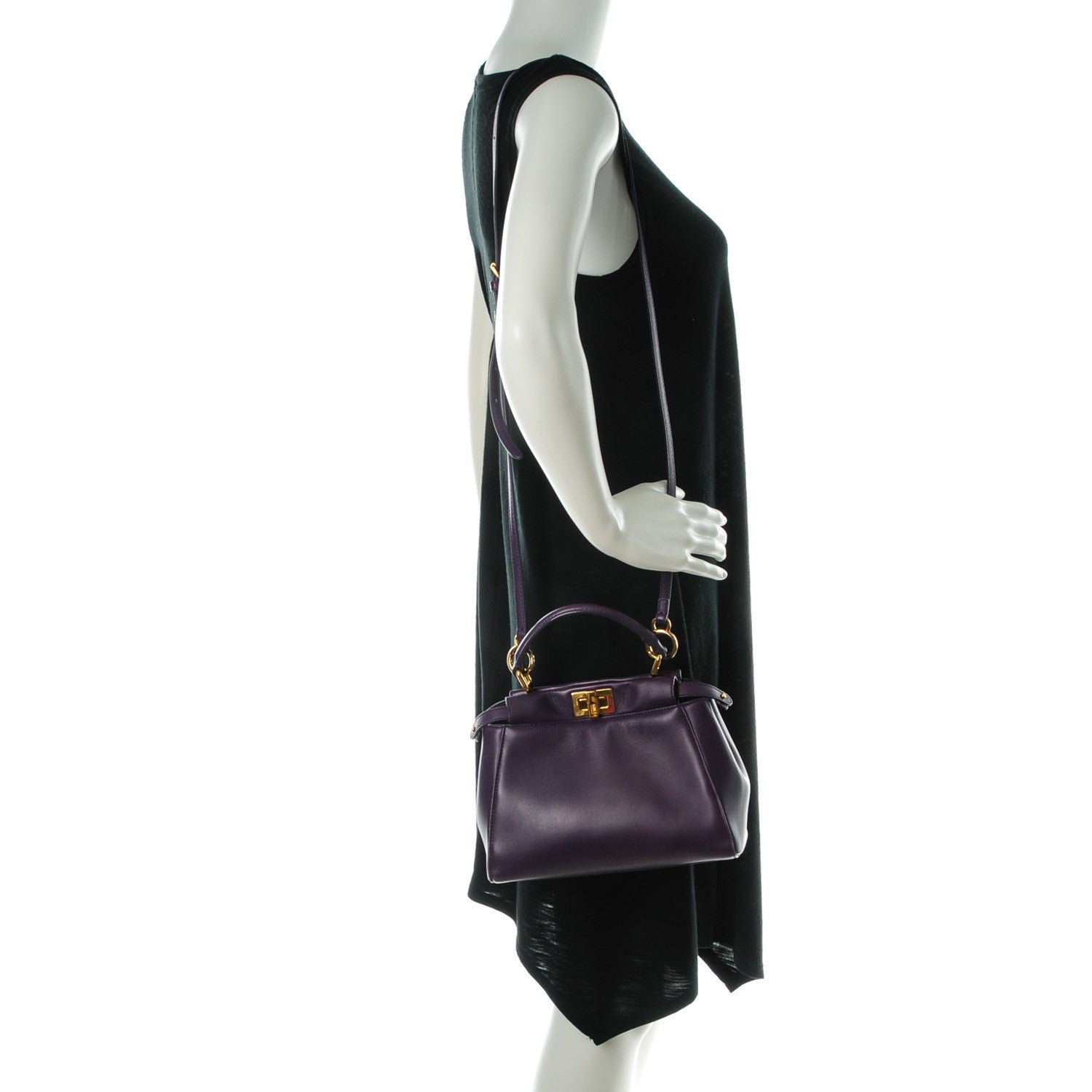Fendi Nappa Mini Peekaboo Iconic Satchel Violet 2 of 10
