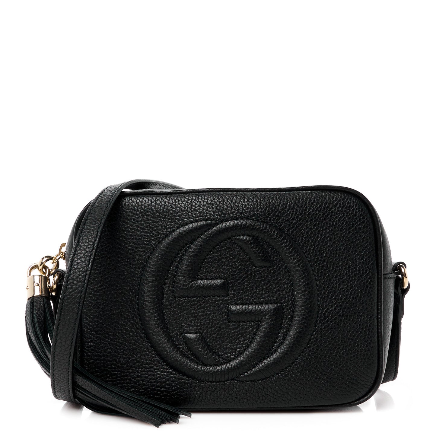 Pebbled Calfskin Small Soho Disco Bag Black