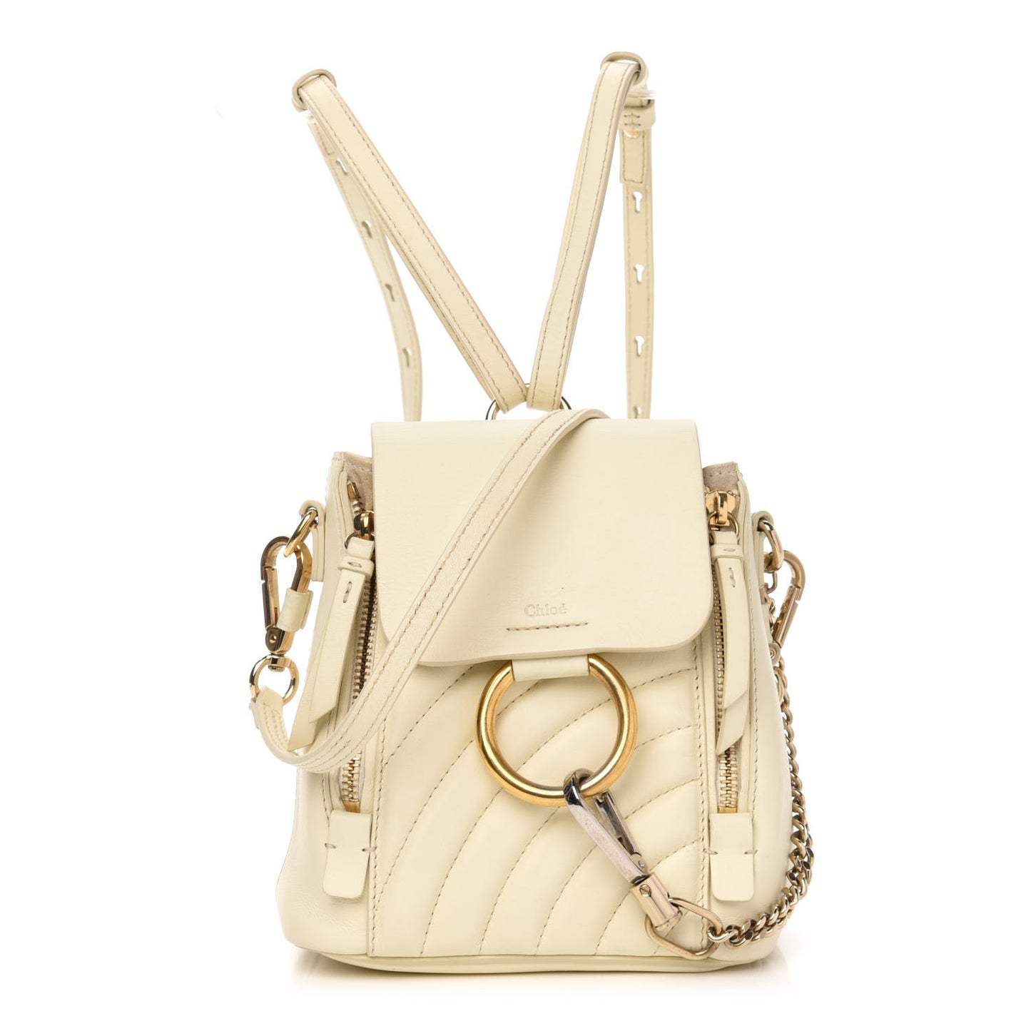 Calfskin Quilted Mini Faye Backpack Natural White