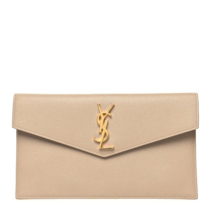 Saint Laurent Grain De Poudre Uptown Pouch Dark Beige 1 of 10