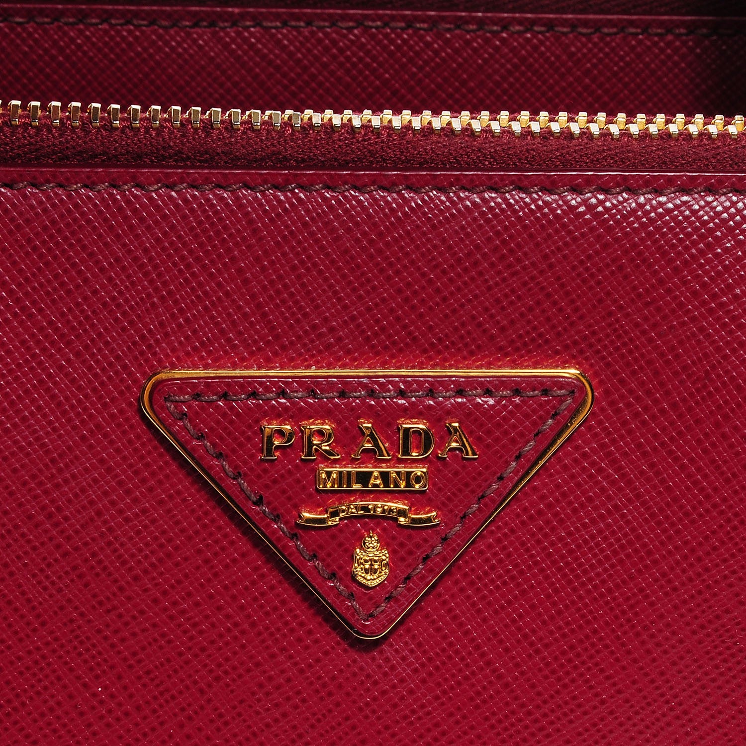 Prada Saffiano Lux Mini Double Zip Tote Cherry 13 of 13
