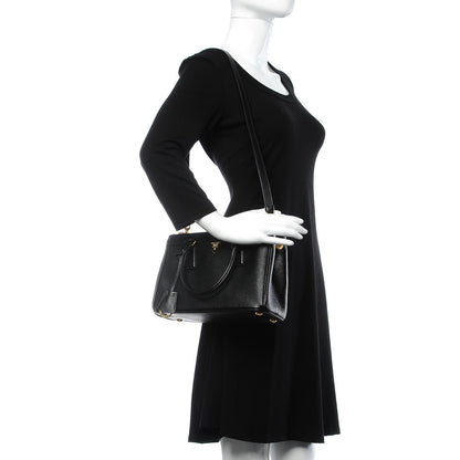 Prada Saffiano Lux Mini Double Zip Tote Black 2 of 9