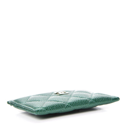 Chanel Metallic Caviar Quilted Card Holder Green 4 of 9