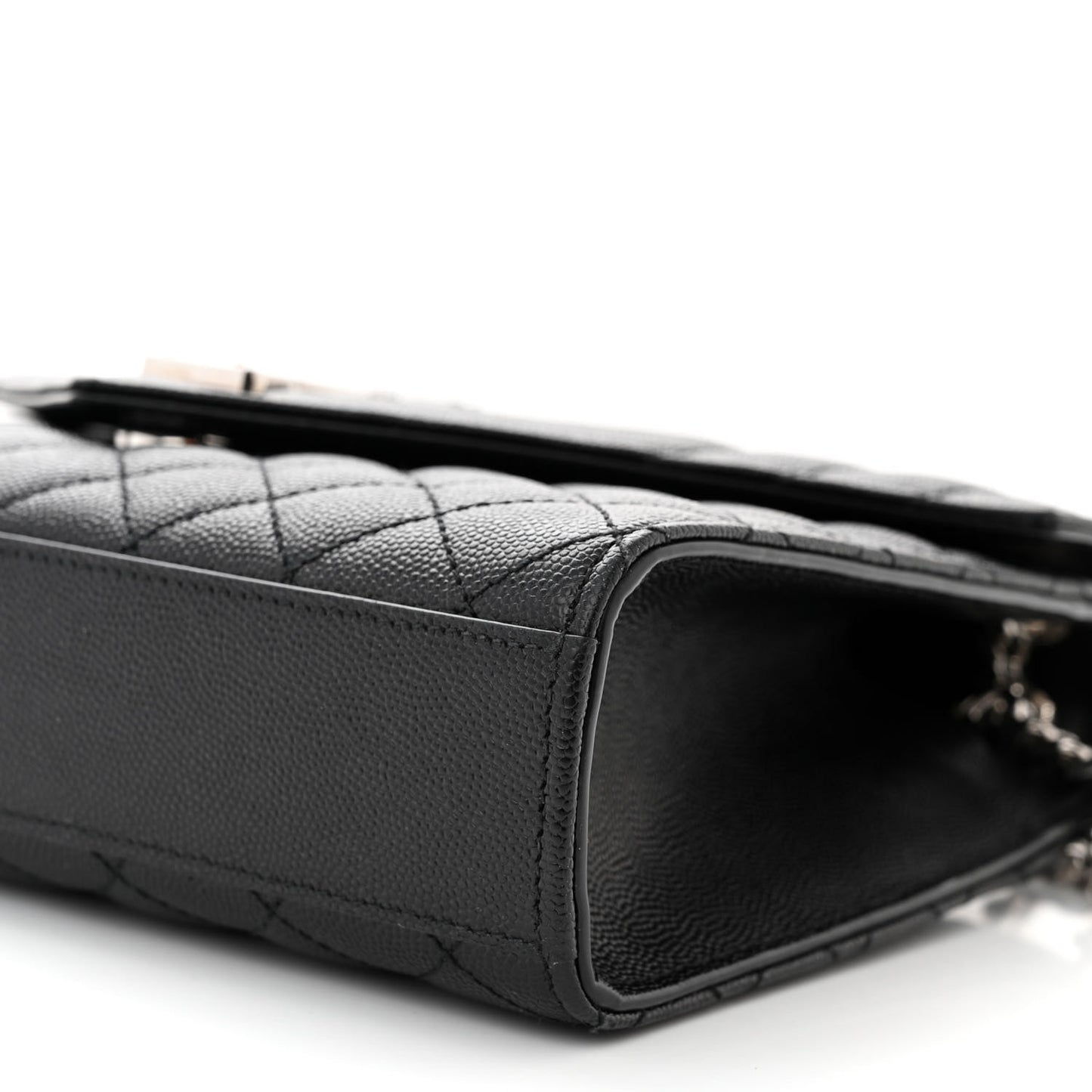 Grain De Poudre Textured Mixed Matelasse Triquilt Medium Monogram Satchel Black
