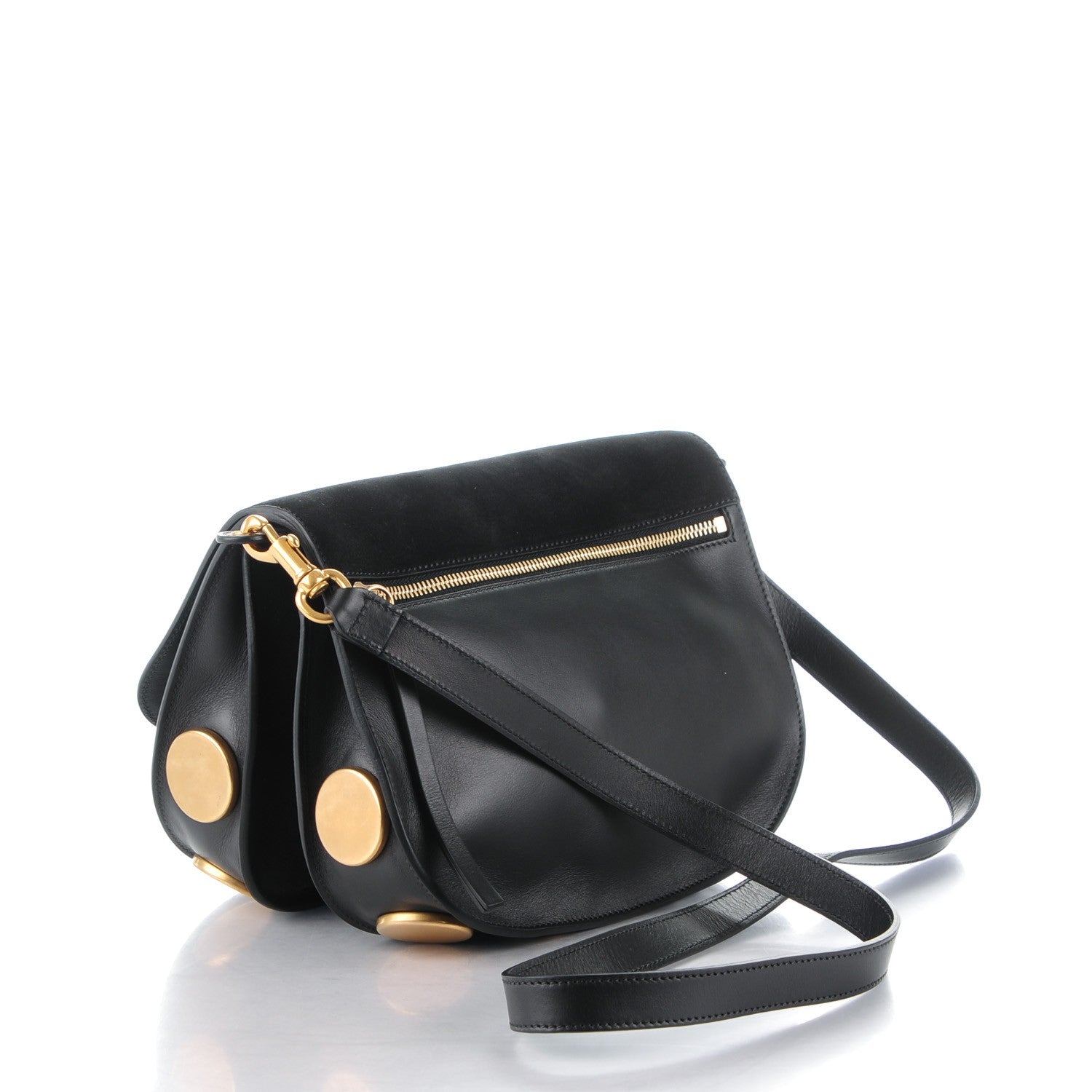 Chloe Suede Smooth Calfskin Medium Kurtis Shoulder Bag Black 3 of 8