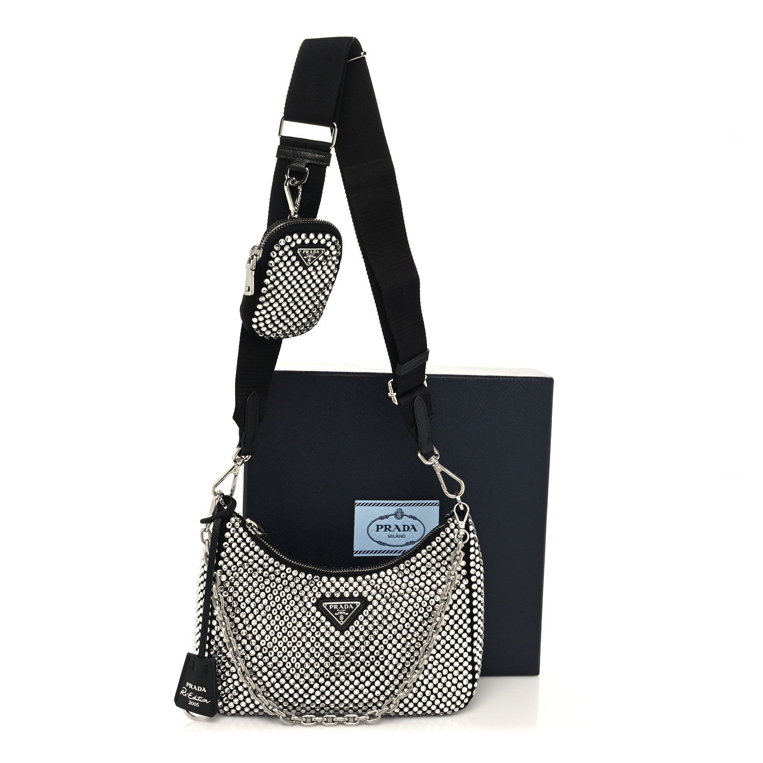 Prada Satin Crystal Re-Edition 2005 Shoulder Bag Cristal 4 of 11