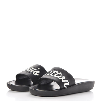 Louis Vuitton Calfskin Logo Sunbath Slide Sandals 39 Black 3 of 13