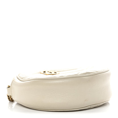 Gucci Calfskin Matelasse Mini GG Marmont Round Shoulder Bag White 4 of 16