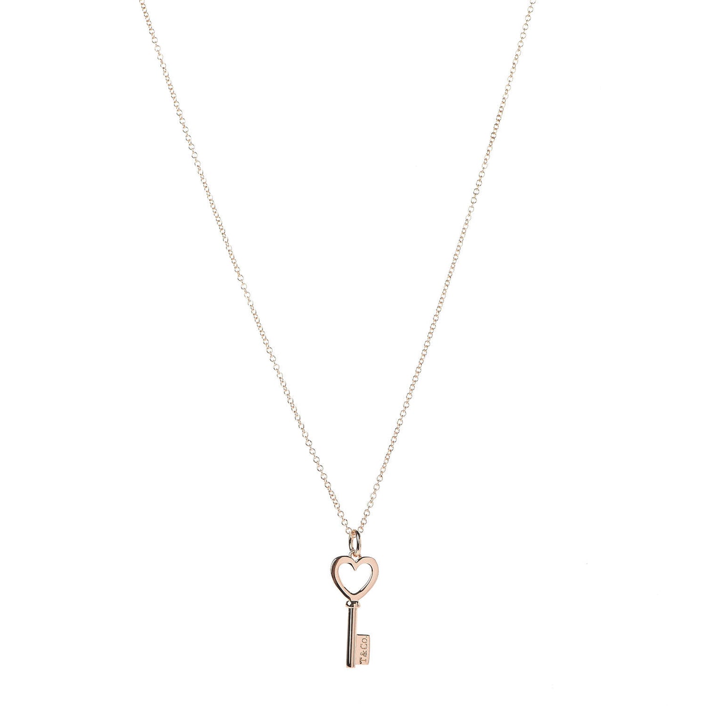 18K Rose Gold Mini Heart Key Pendant Necklace
