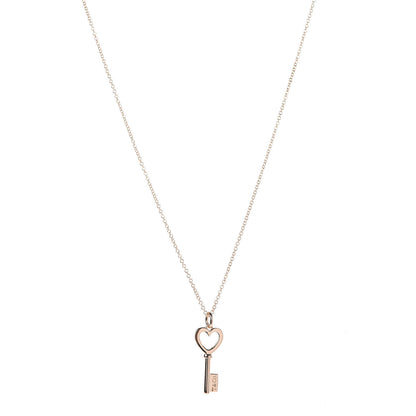 Tiffany 18K Rose Gold Mini Heart Key Pendant Necklace 1 of 6