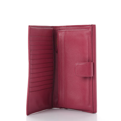 Prada Saffiano Metal Continental Flap Wallet Peonia 5 of 18