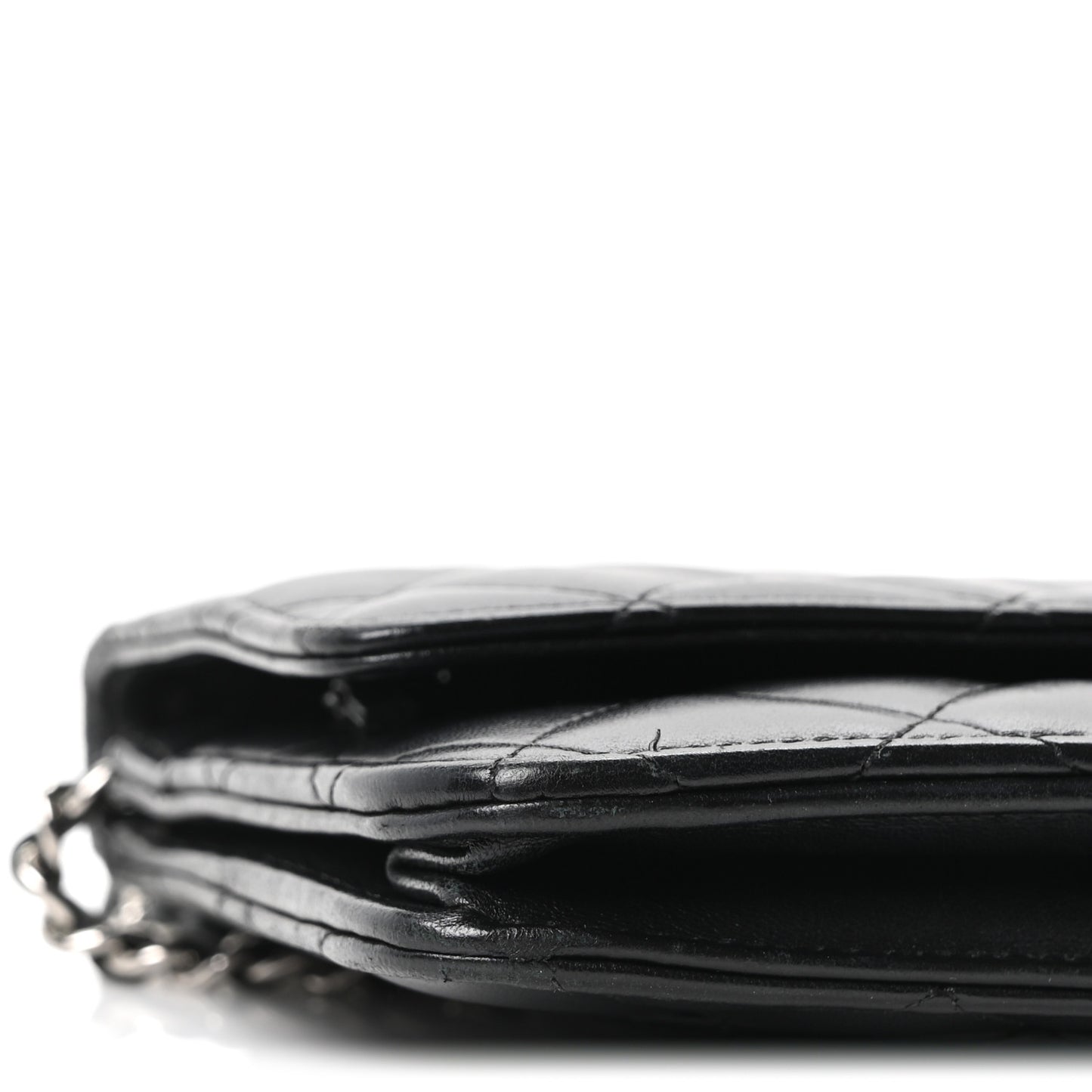 Lambskin Quilted Wallet On Chain WOC Black