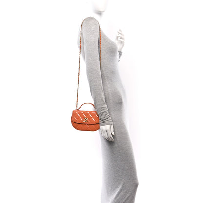 Chanel Patent Quilted Flap Phone Holder With Chain Orange 2 of 11