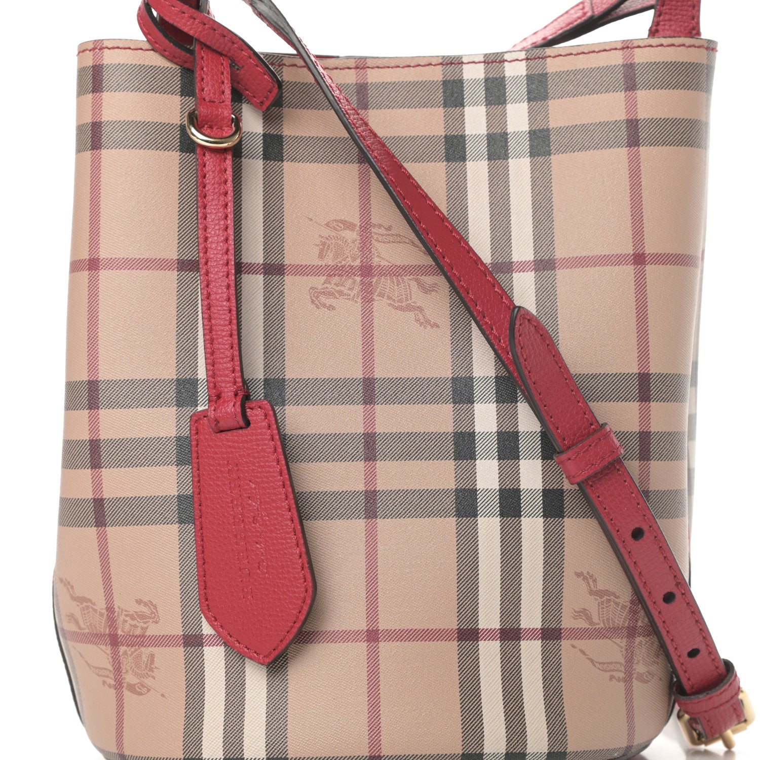 Burberry Haymarket Check Colours Small Lorne Bucket Crossbody Poppy Red 8 of 11