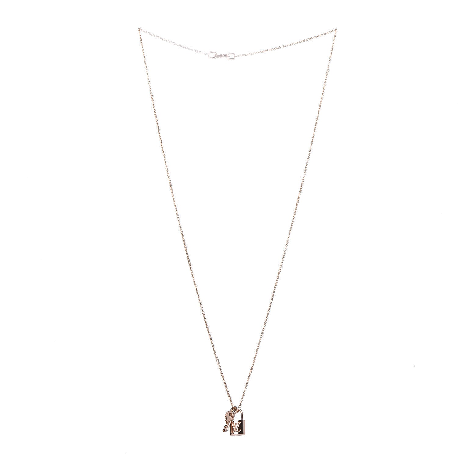 Louis Vuitton 18K Pink Gold Lock It Key Pendant Necklace 3 of 6