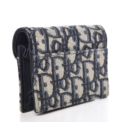 Christian Dior Oblique Saddle Card Holder Blue 3 of 8