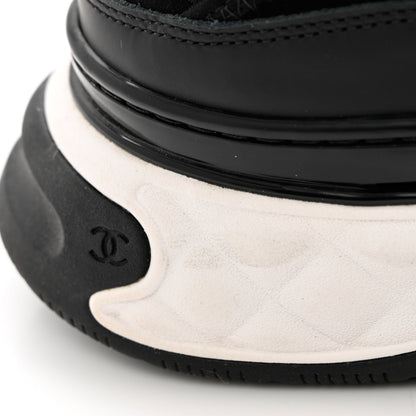 Chanel Velvet Calfskin Mixed Fibers CC Sneakers 40 Black 10 of 12