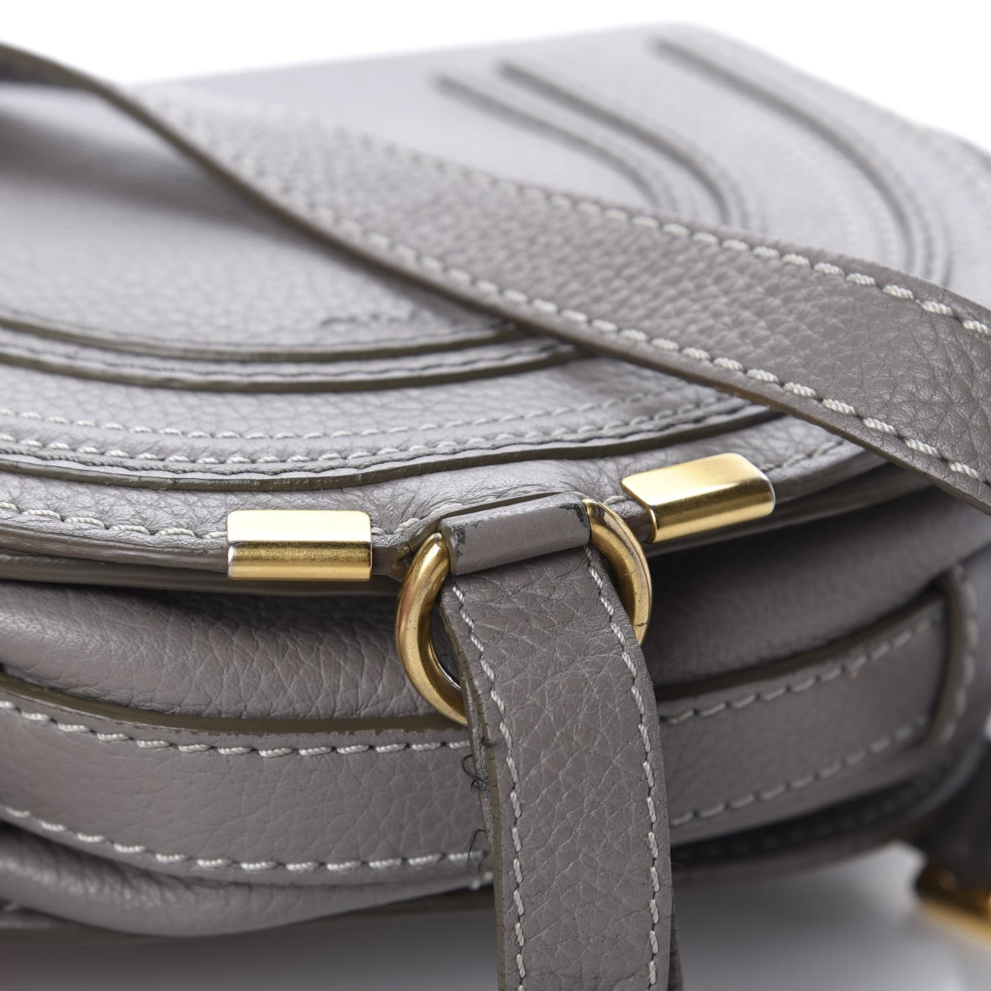 Calfskin Mini Marcie Round Crossbody Bag Cashmere Grey
