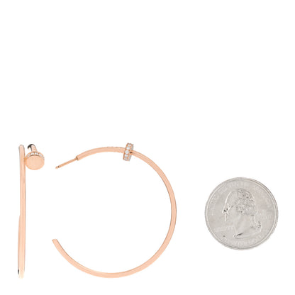 Cartier 18K Pink Gold Diamond Juste Un Clou Hoop Earrings 2 of 3