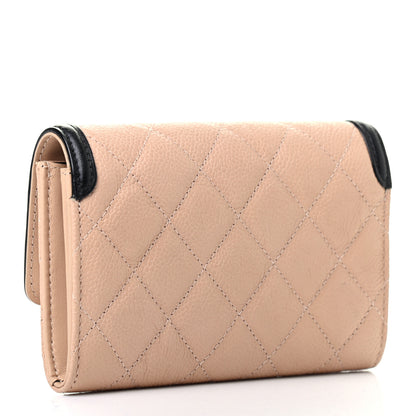 Chanel Caviar Quilted Medium Filigree Flap Wallet Beige Black 3 of 9