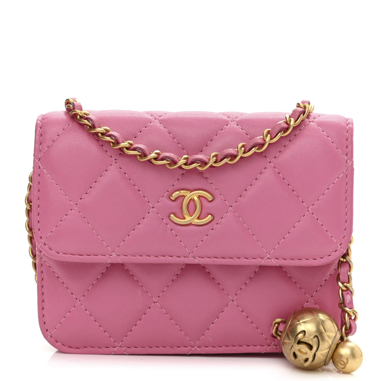 Chanel Lambskin Quilted Pearl Crush Clutch With Chain Pink 1 of 11