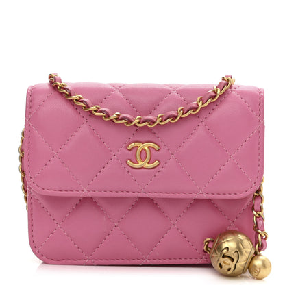 Chanel Lambskin Quilted Pearl Crush Clutch With Chain Pink 1 of 11