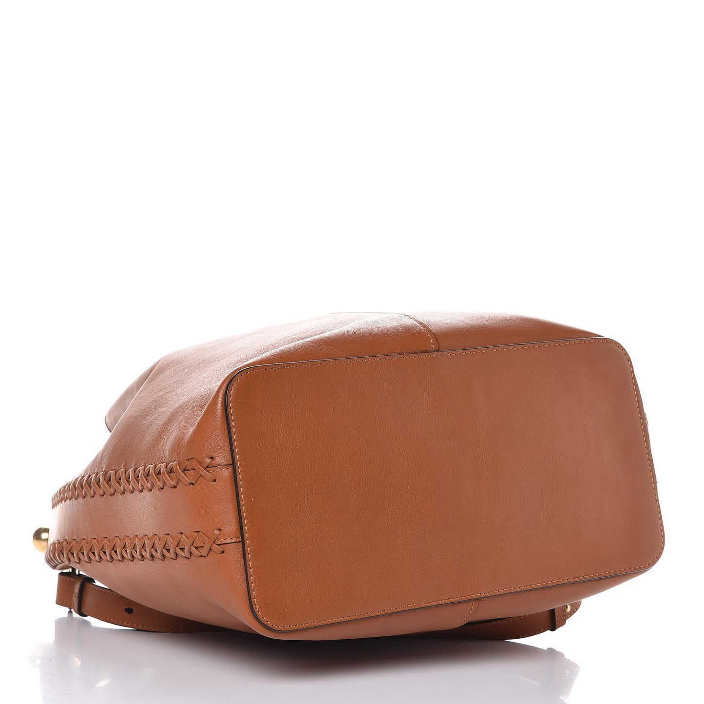Calfskin Medium Gala Cross-Stitch Bucket Bag Caramel
