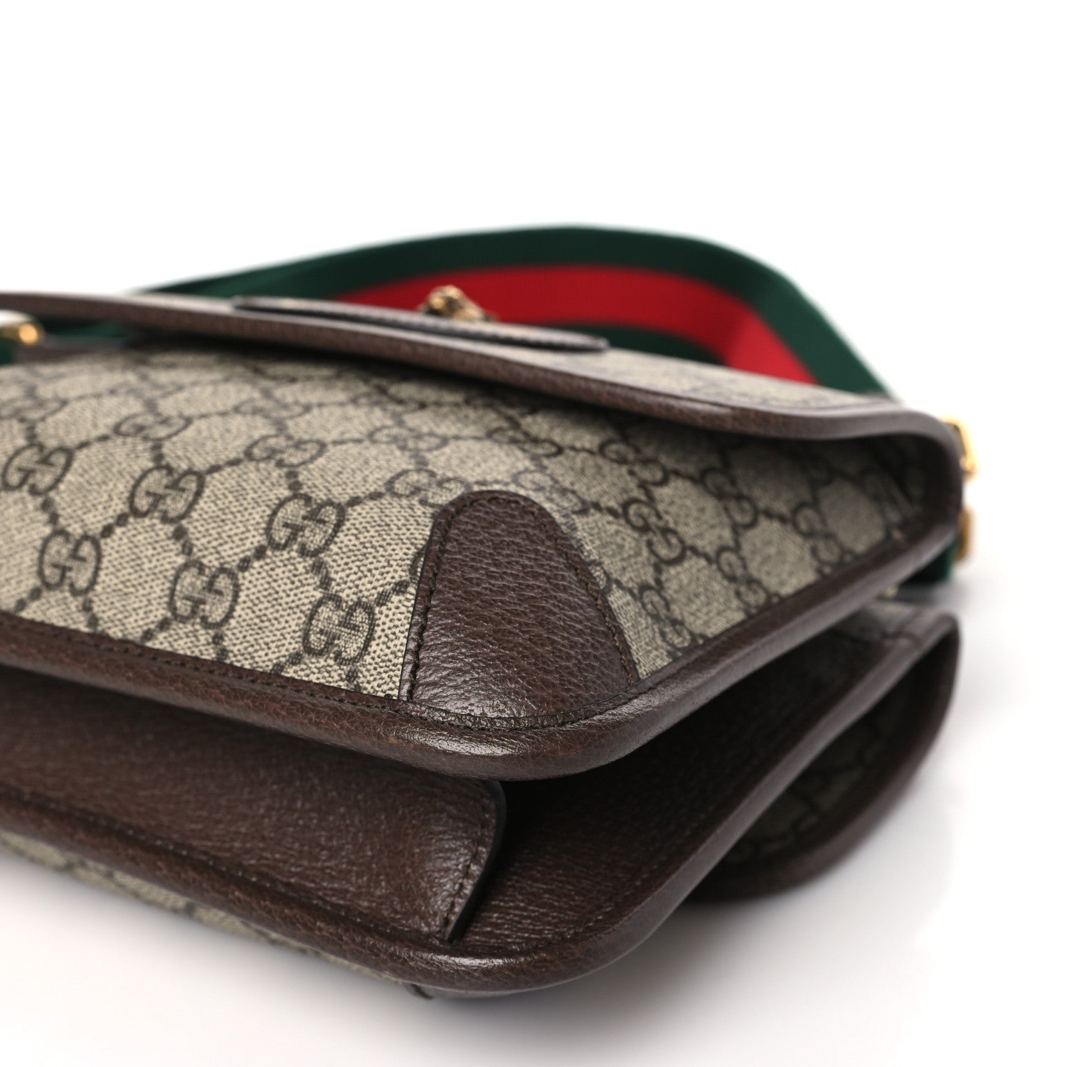 Gucci GG Supreme Monogram Web Small Neo Vintage Double Flap Messenger Bag Beige New Acero 10 of 11