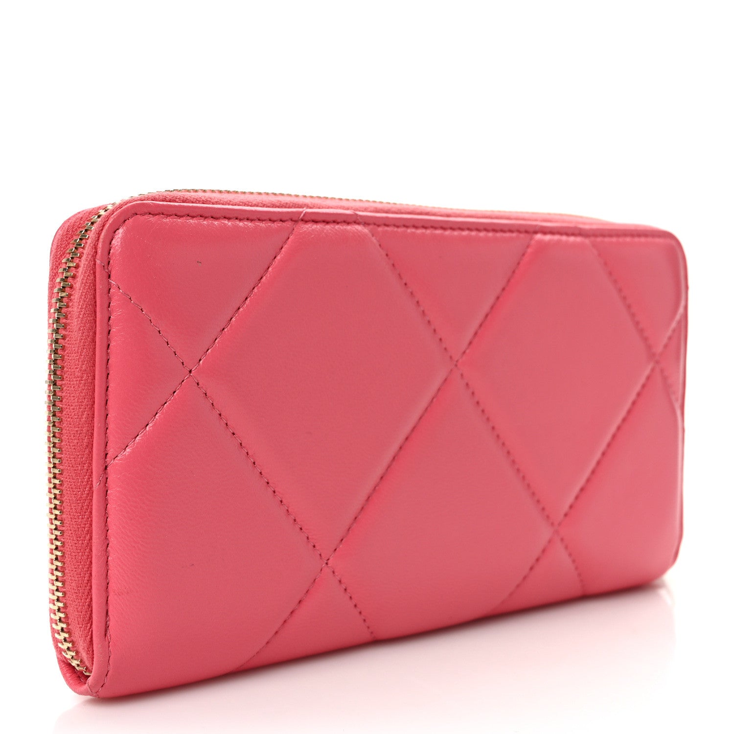 Chanel Lambskin Quilted Chanel 19 Zipped Wallet Pink 3 of 8