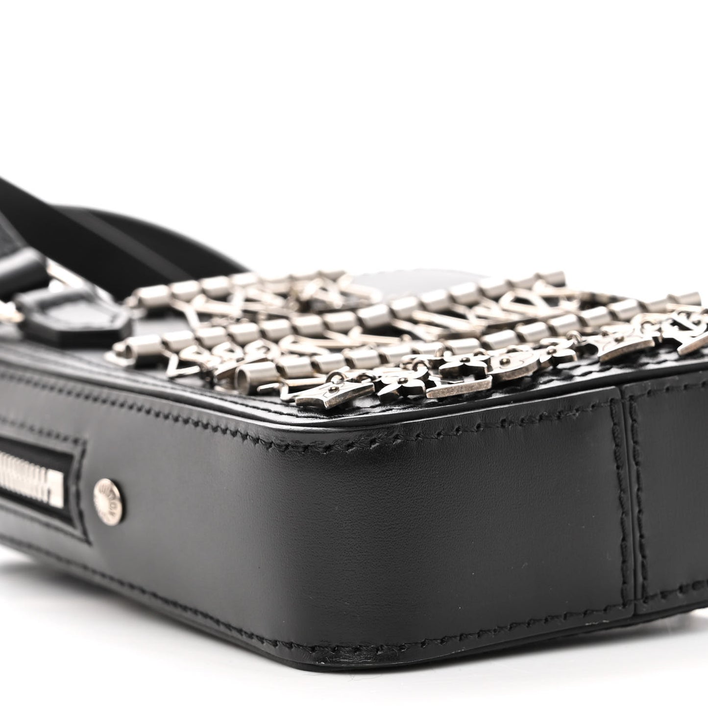 Calfskin Flower Charms Danube Messenger Black
