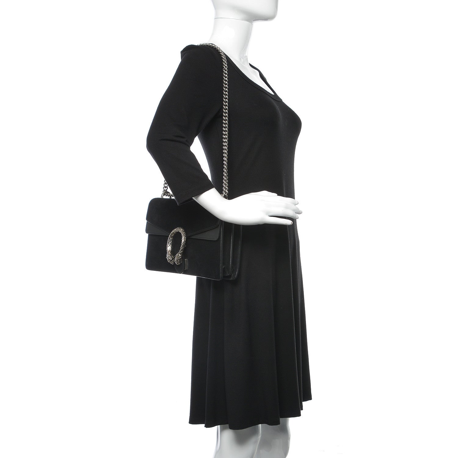 Gucci Suede Small Dionysus Shoulder Bag Black 2 of 9