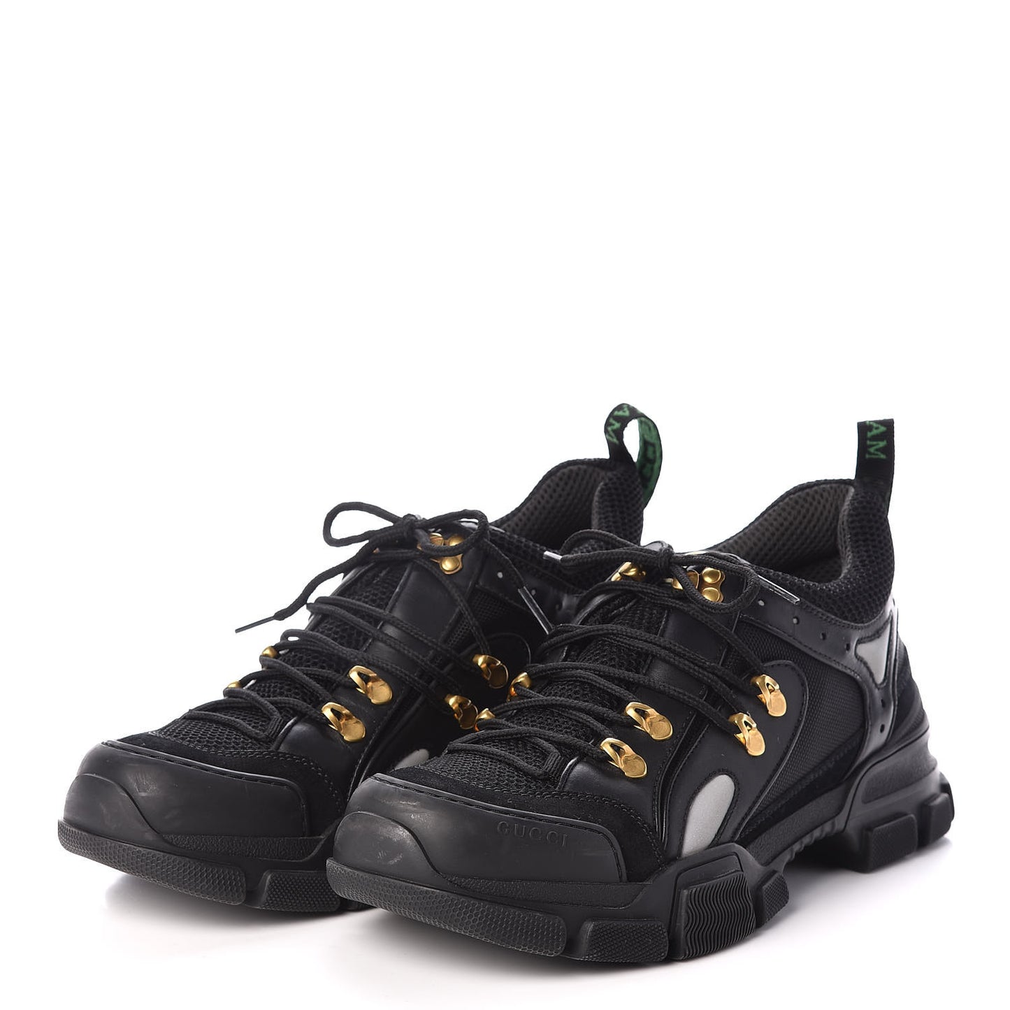 X SEGA Mesh Suede Calfskin Womens Flashtrek Sneakers 41 Black Silver