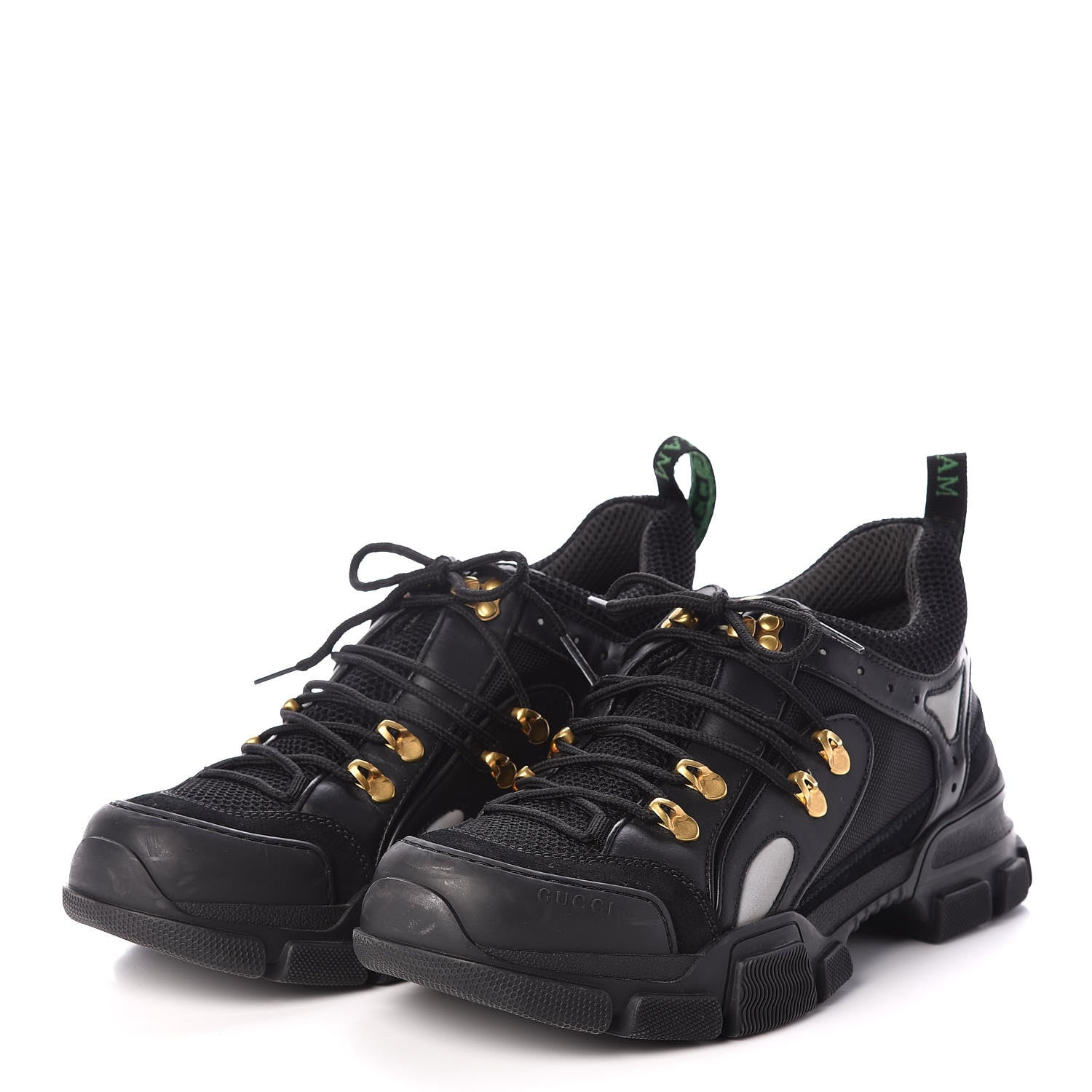 Gucci X SEGA Mesh Suede Calfskin Womens Flashtrek Sneakers 41 Black Silver 3 of 7