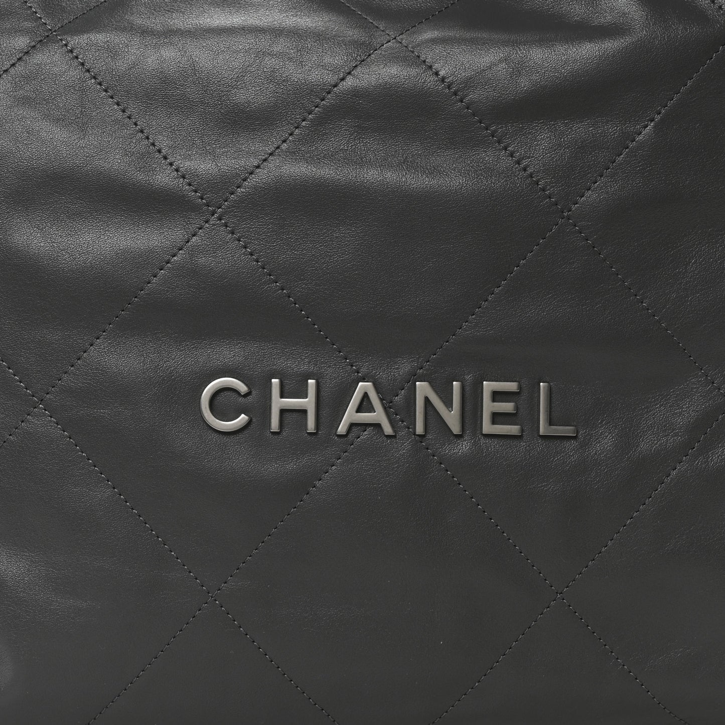 Shiny Calfskin Quilted Chanel 22 Dark Grey