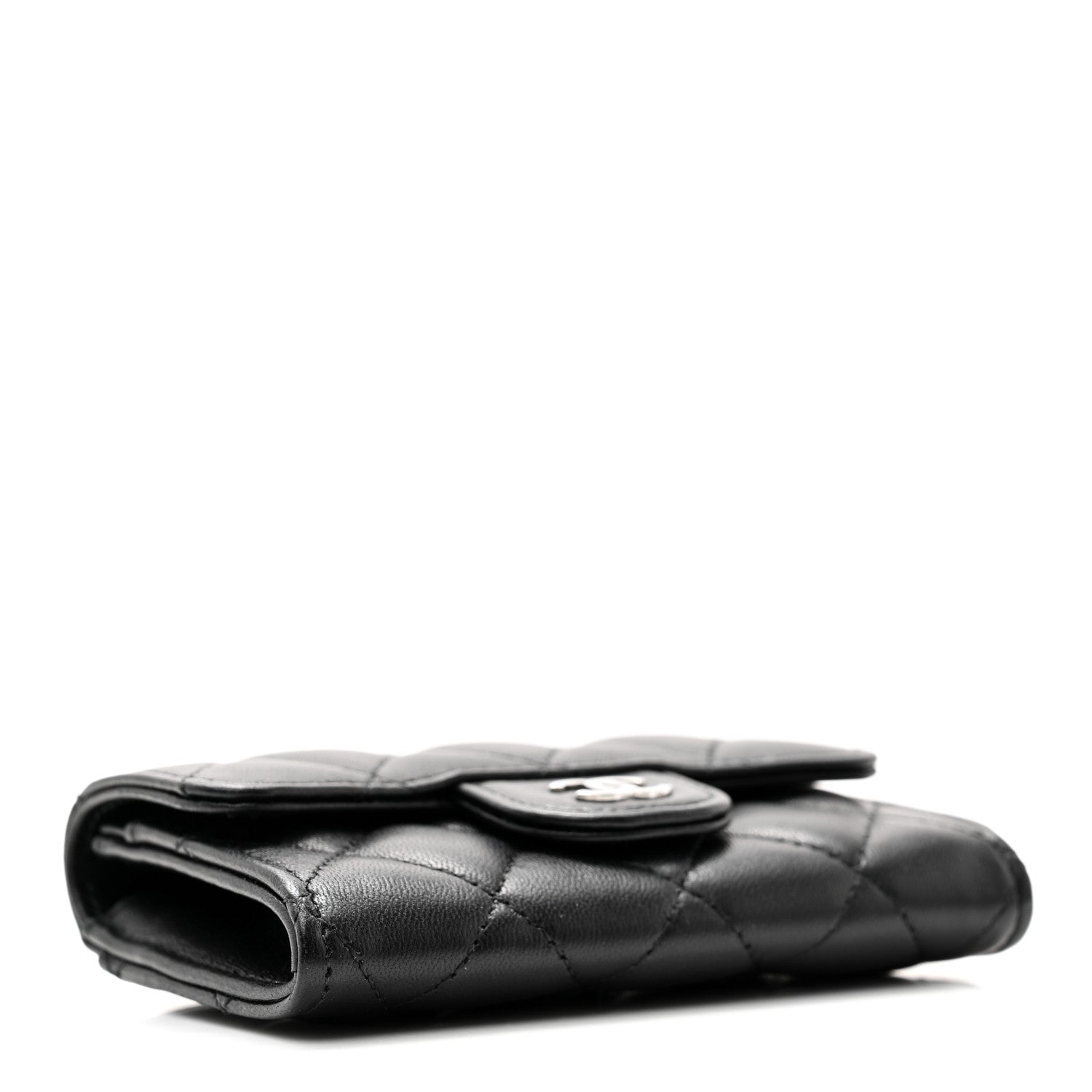 Chanel Lambskin Quilted Flap Card Holder Wallet Black 4 of 9