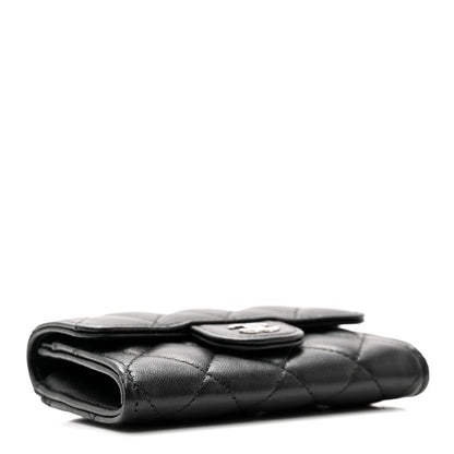 Chanel Lambskin Quilted Flap Card Holder Wallet Black 4 of 9