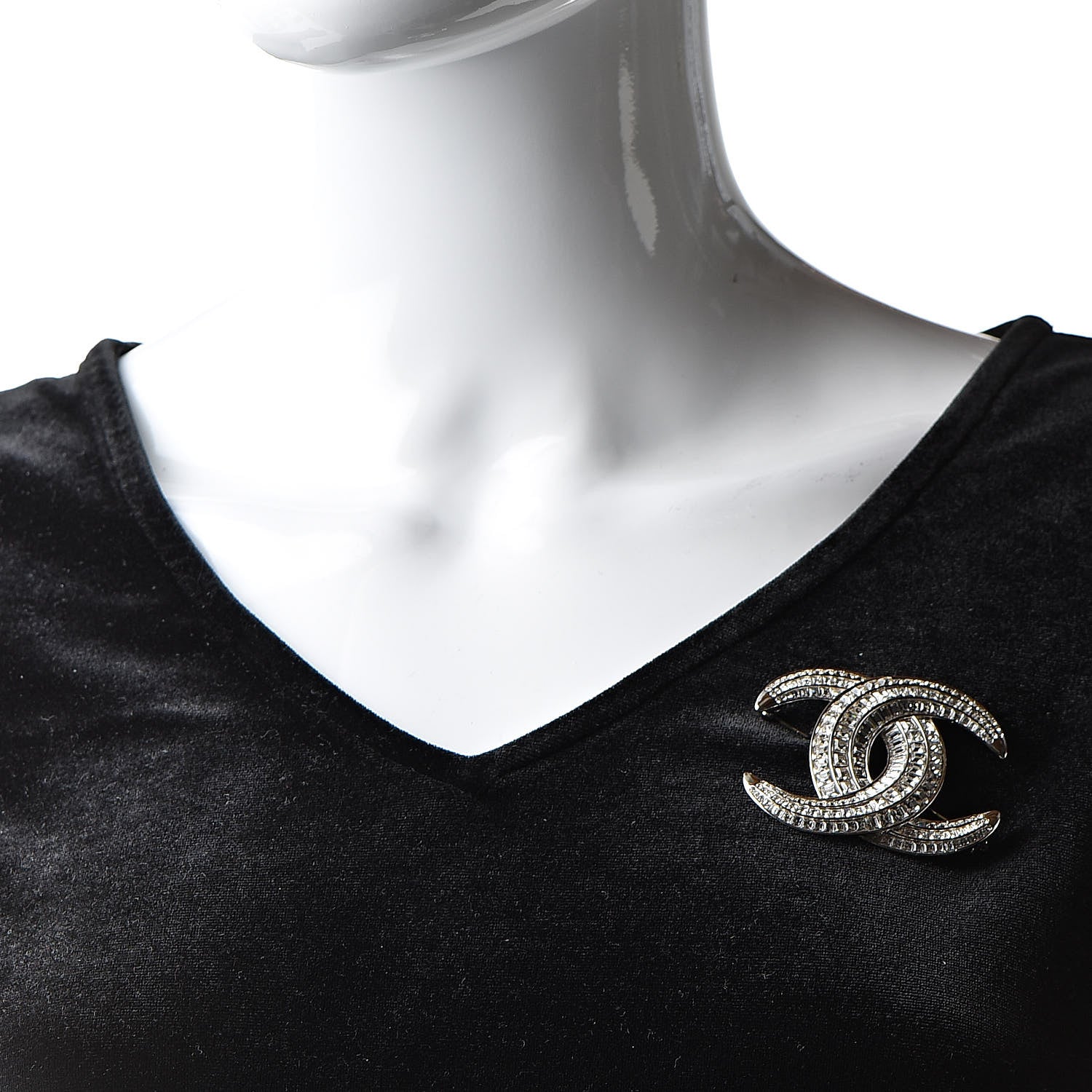 Chanel Crystal CC Brooch Silver 2 of 6