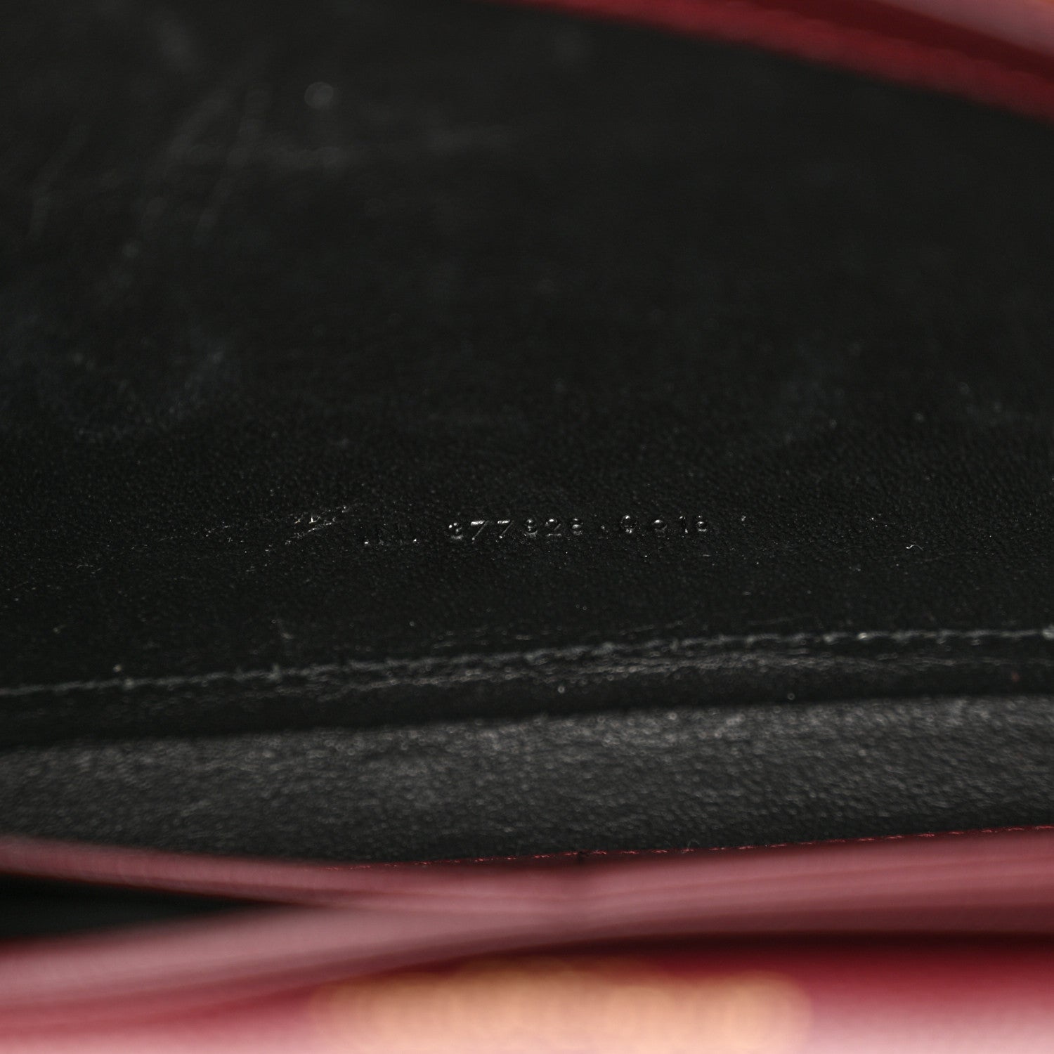 Saint Laurent Grain De Poudre Matelasse Chevron Monogram Chain Wallet Rouge Legion 7 of 11