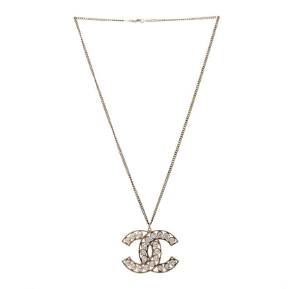 Chanel Pearl Crystal CC Pendant Necklace Gold 3 of 6