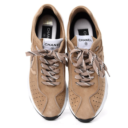 Chanel Suede Goatskin CC Sneakers 40.5 Dark Beige 5 of 10