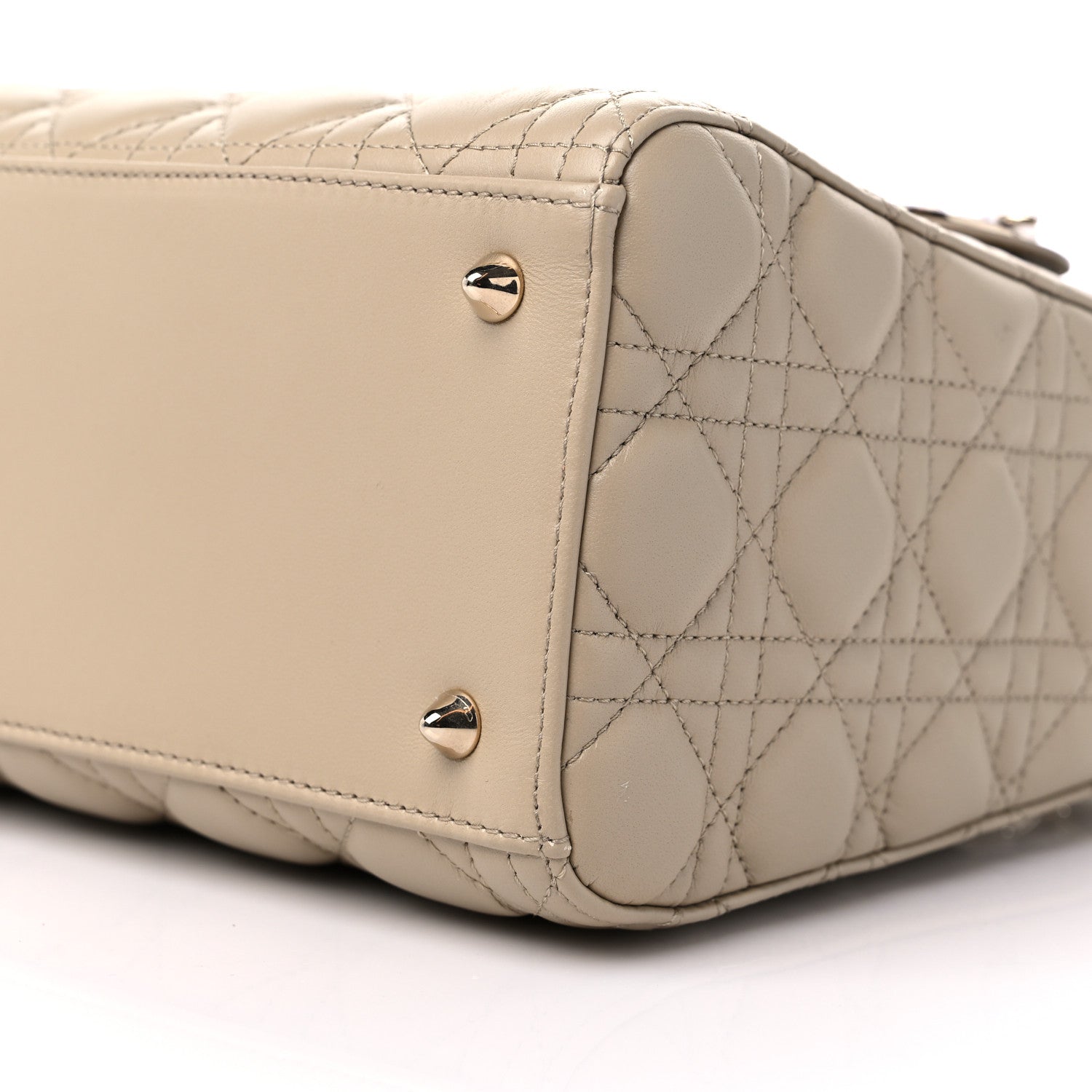Christian Dior Lambskin Cannage Medium Lady Dior Beige 7 of 9