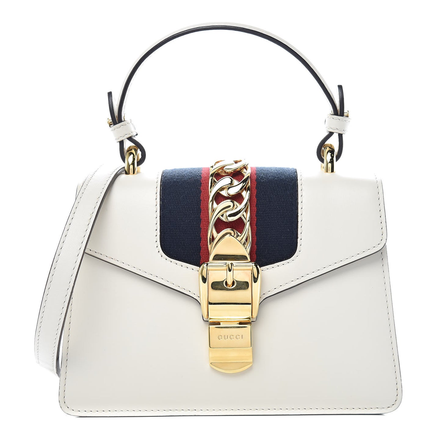 Calfskin Mini Sylvie Top Handle Bag White