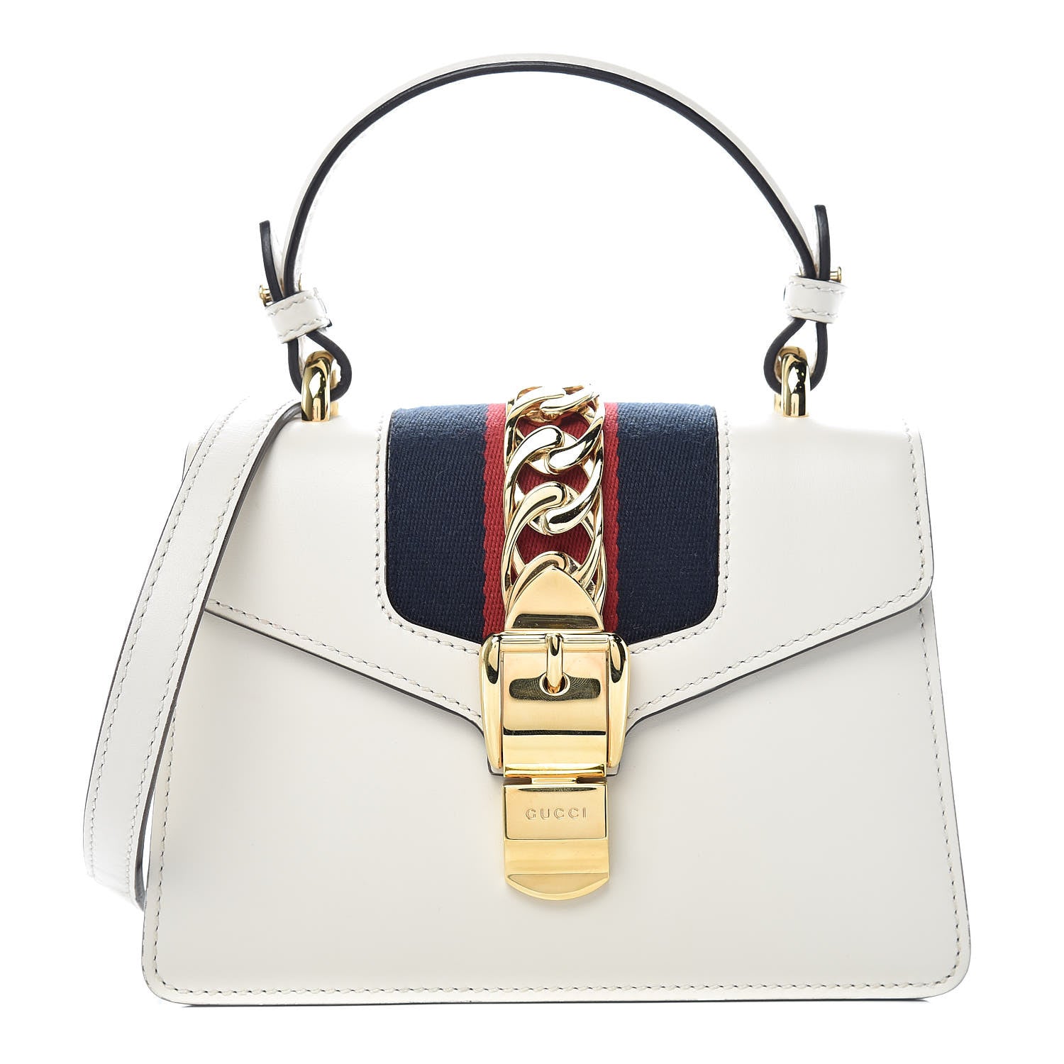Gucci Calfskin Mini Sylvie Top Handle Bag White 1 of 13