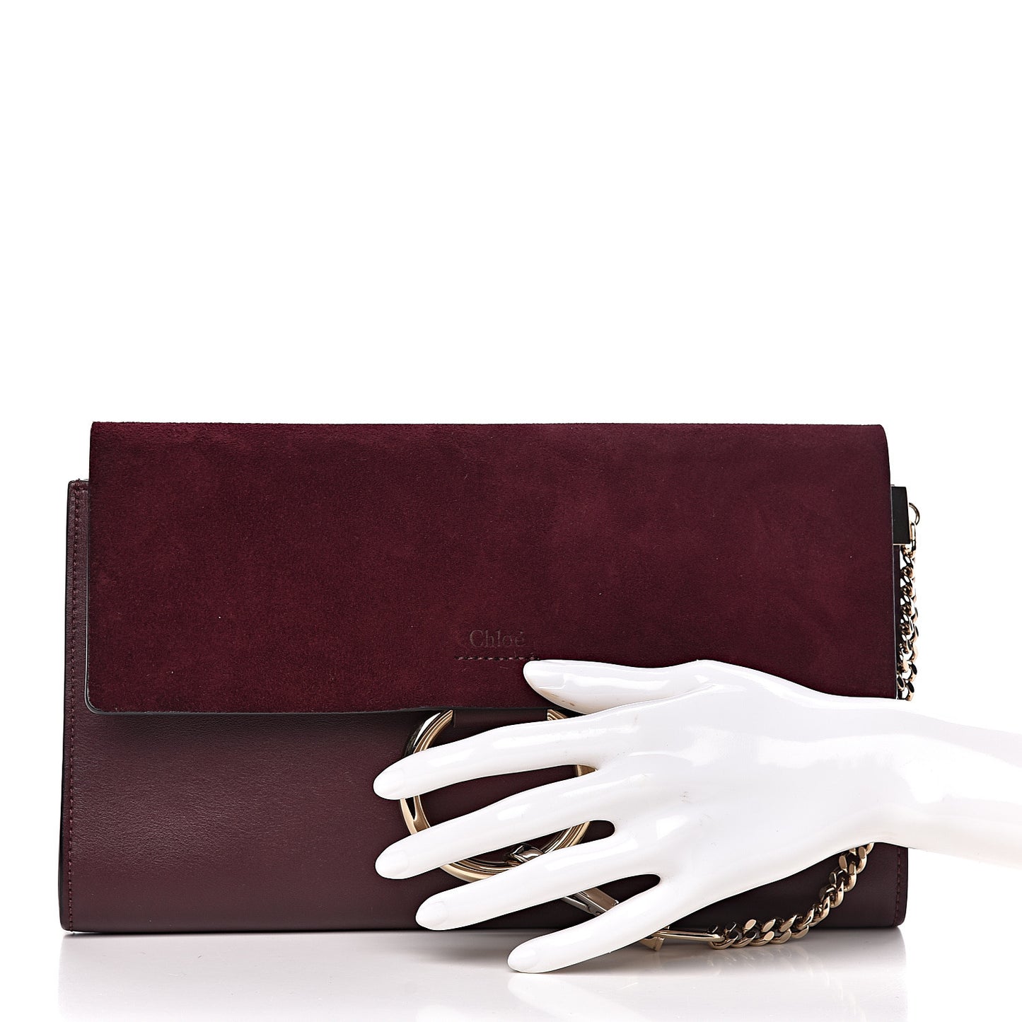 Suede Calfskin Faye Clutch Dark Purple