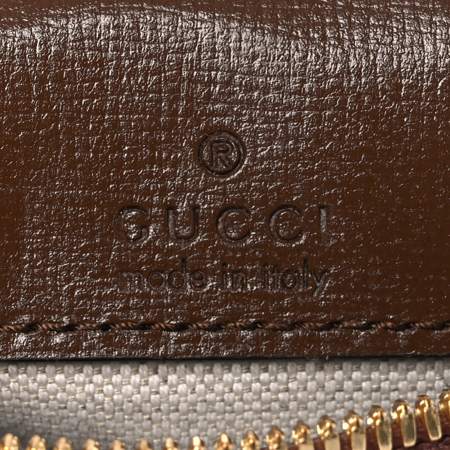 GG Supreme Monogram Azalea Calfskin Small Retro Interlocking G Wristlet Messenger Bag Beige Ebony Brown Sugar