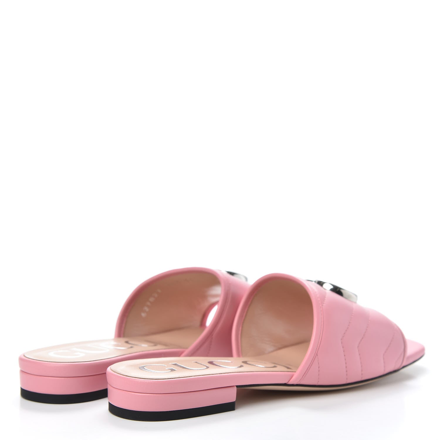 Gucci Nappa Matelasse GG Marmont Flat Slide Sandals 36.5 Wild Rose 4 of 9